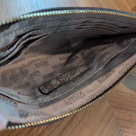 Michael Kors Snake Print Clutch Wristlet with Gold Studs - Picture 2 of 4